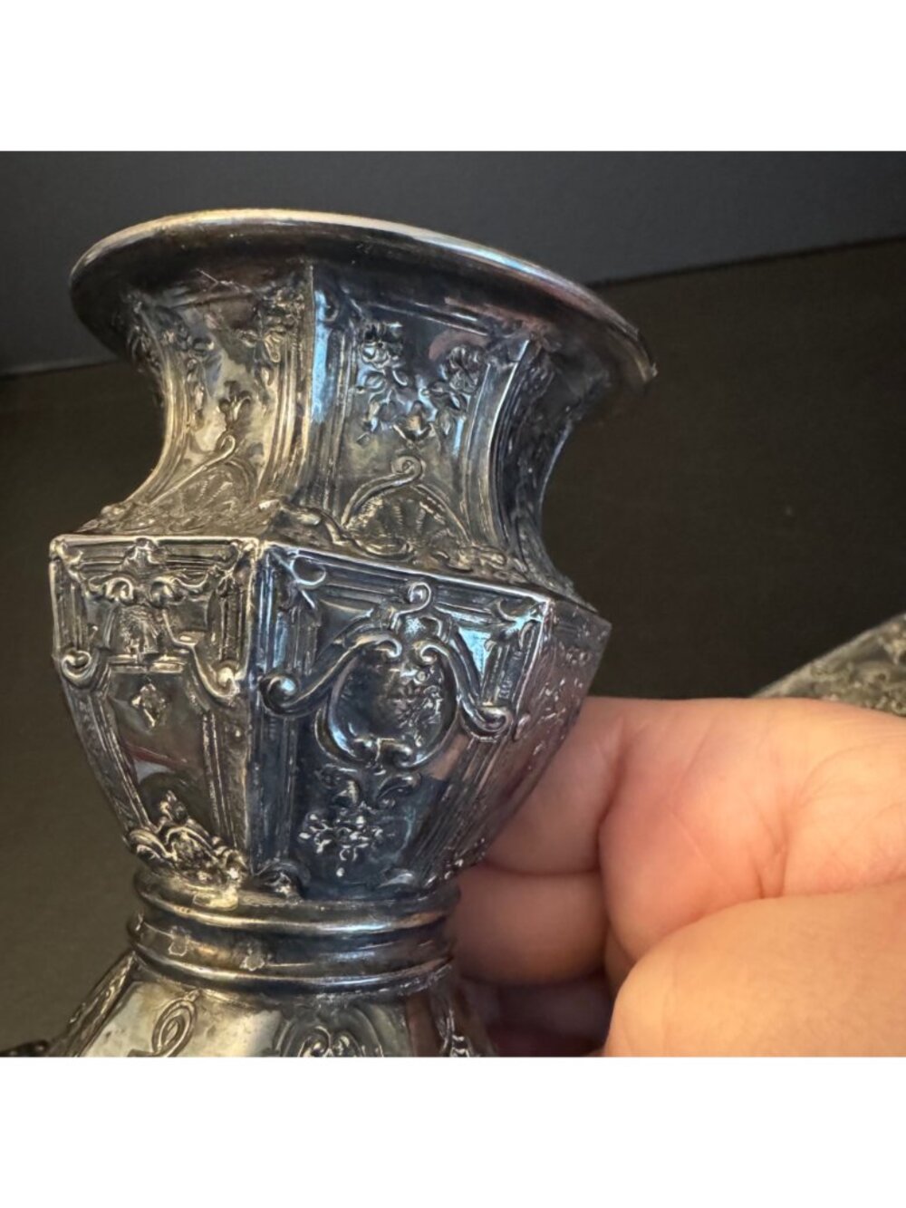 Pair Of Antique Barbour Silverplated Candle Holders Ornate Floral Engraving - Picture 16 of 16